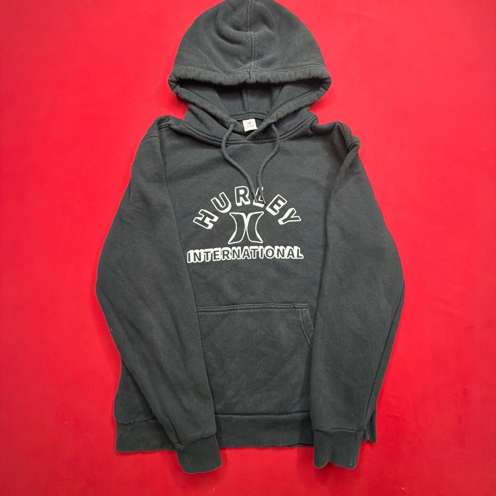 Hurley International Mens Graphic Logo Pullover Hoodie Black M Surf Sweatshirt